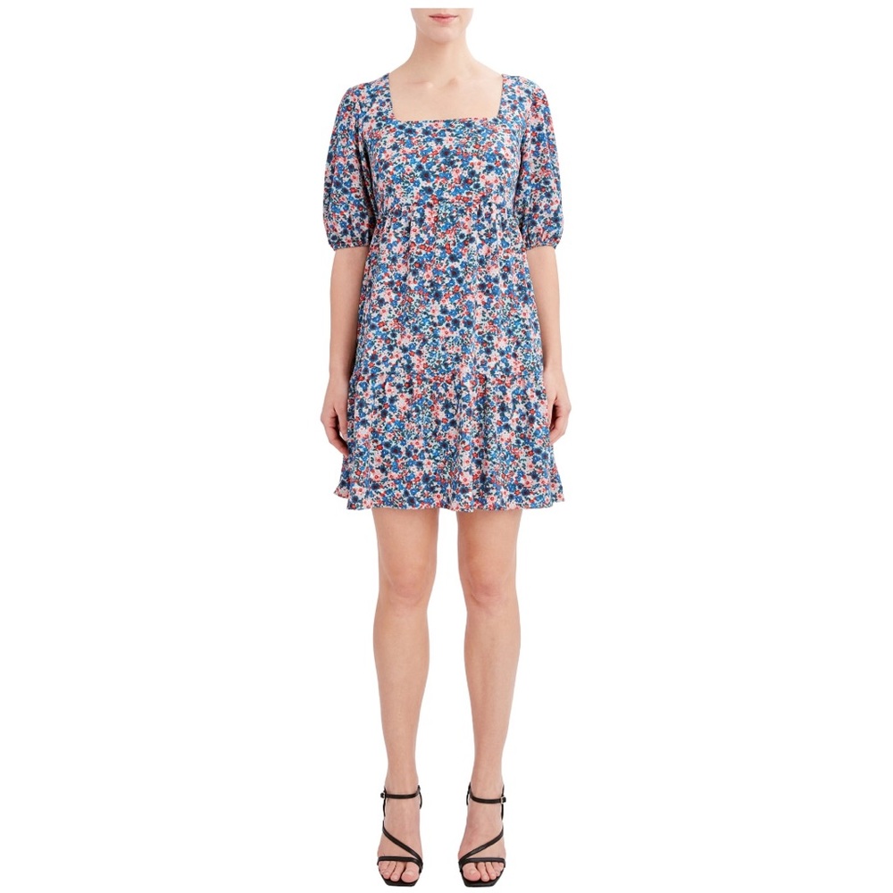 BCBG puff sleeve floral dress